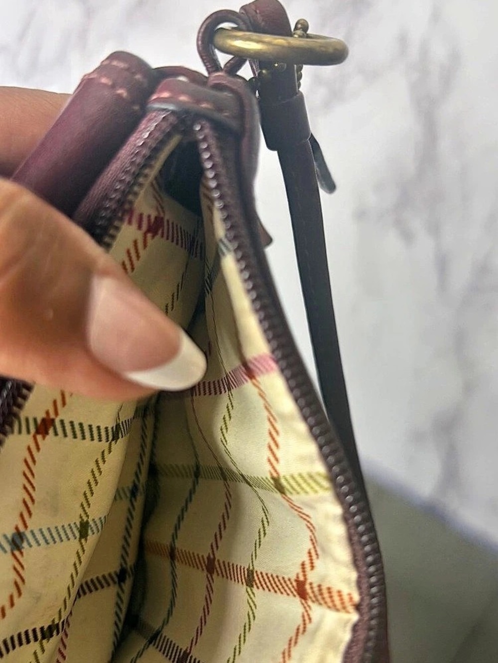 Vintage Coach Bleecker Burgundy Leather Buckle Flap Wristlet / Clutch - Picture 6 of 7